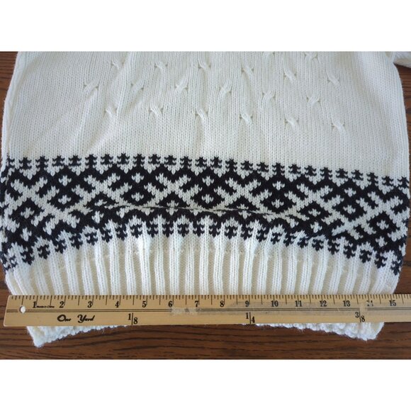 Vintage JOLIE‎ Nordic Sweater With Turtleneck & Black Geometric Pattern sz M / L - Picture 11 of 16